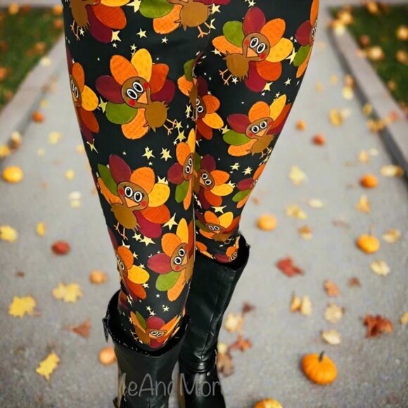 NEW Womens Thanksgiving Turkey Leggings Luxury Soft Fall Yoga Pants Sizes OS/TC - Picture 5 of 11